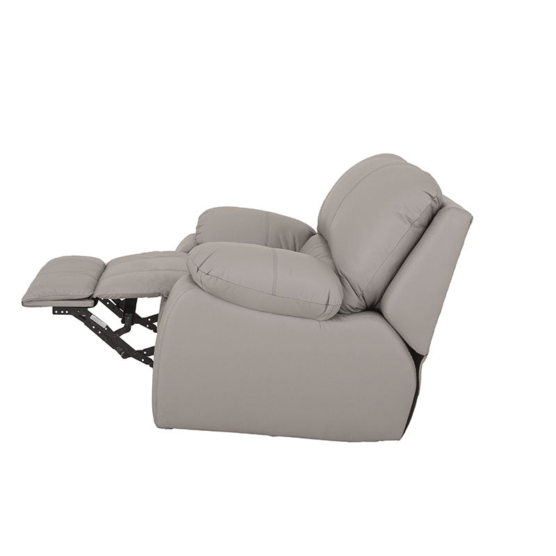 Módulo de sala Enzo III deurope.com.mx, sillón reclinable con tapizado en tela gris y estructura moderna.
