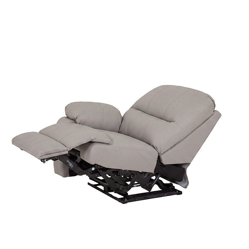 Módulo de sala Enzo III lateral izquierdo reclinable eléctrico en tela gris, con cojines y estructura moderna.