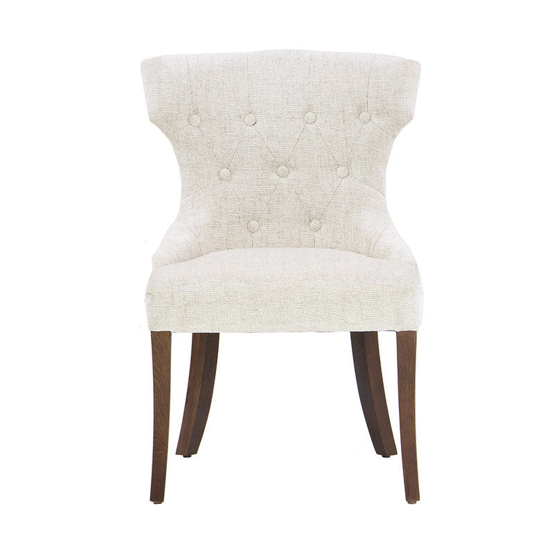 Sillón Tulip de estilo moderno con base de pedestal, tapizado en tela gris, diseñado por deurope.com.mx.
