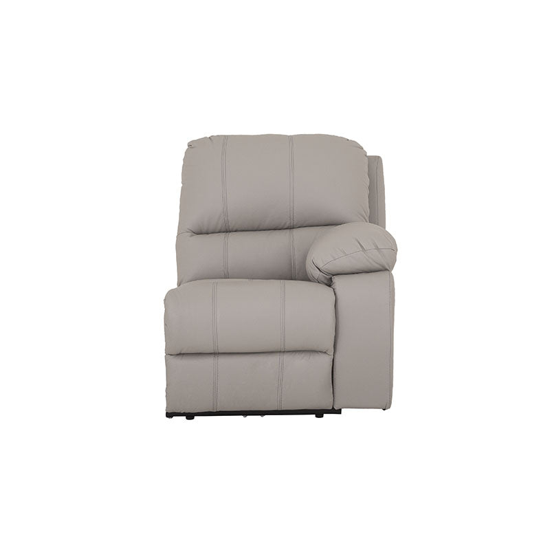 Módulo de sala Enzo III lateral derecho reclinable eléctrico en color gris, con tapizado suave y estructura moderna.