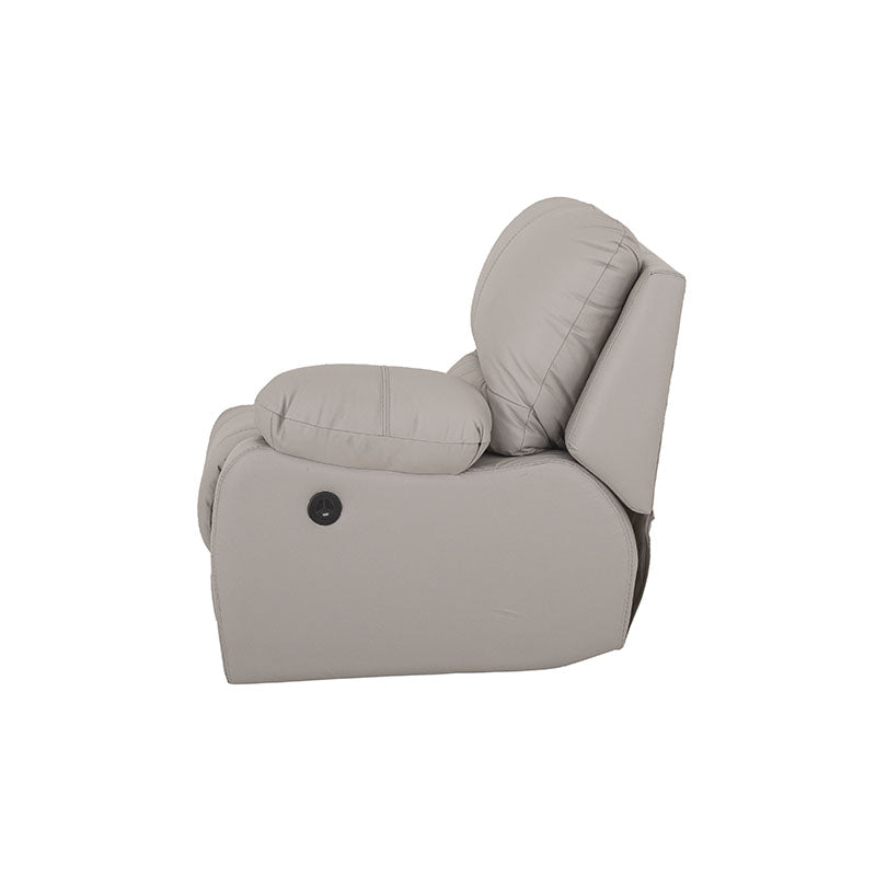 Módulo de sala Enzo III lateral derecho reclinable eléctrico de deurope.com.mx, tapizado en tela gris con control eléctrico.