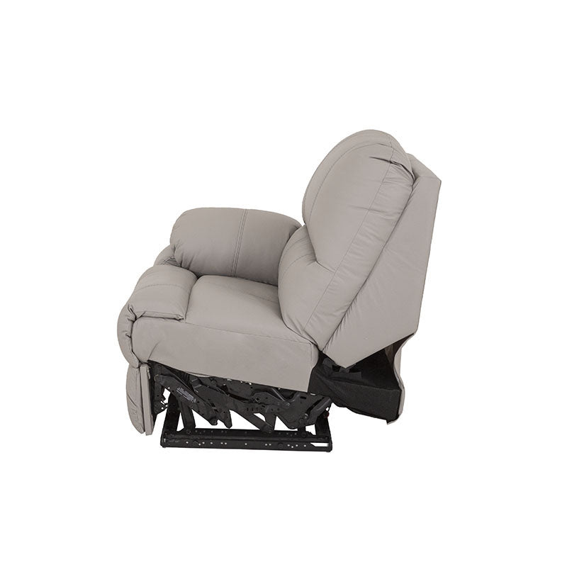 Modulo de sala Enzo III lateral izquierdo con función reclinable eléctrica, tapizado en tela gris y estructura moderna.