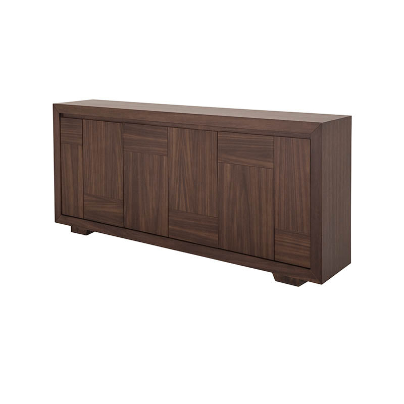 Bufetera Toledo deurope.com.mx con acabado en madera y puertas con manijas, ideal para almacenamiento en sala o comedor.