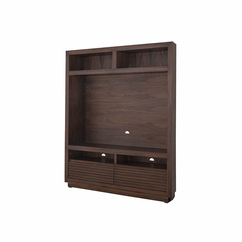 Mueble para TV Central Toledo de Deurope.com.mx en acabado madera, con espacio para televisor y almacenamiento adicional.