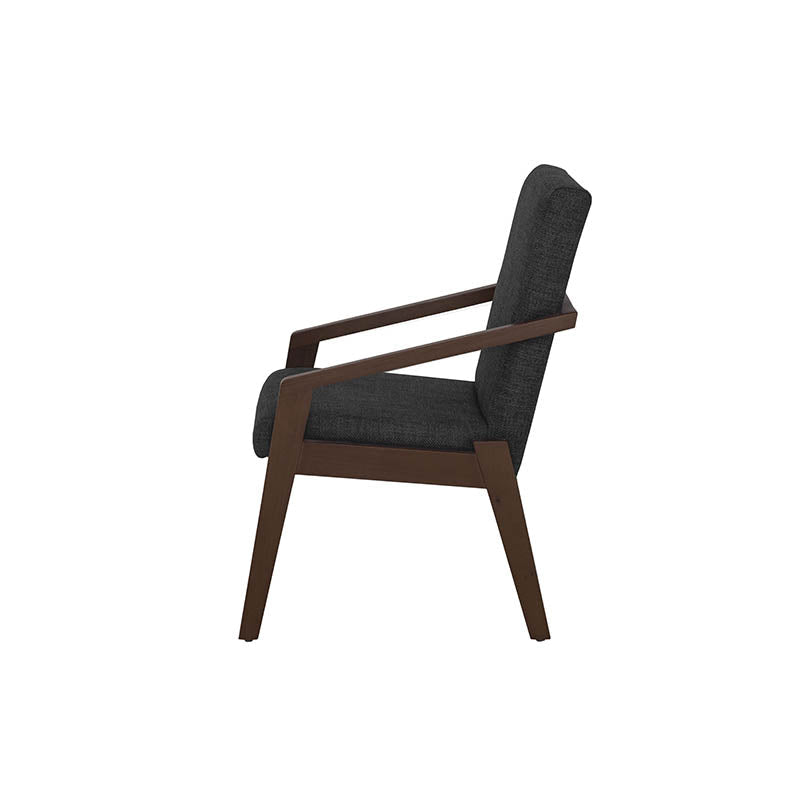 Silla de comedor Toledo de Deurope.com.mx con estructura de madera y asiento acolchado en color gris claro.