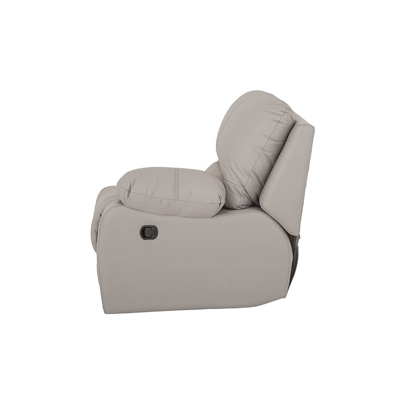 Módulo lateral derecho de sala Enzo III reclinable manual en tela gris, con brazo y cojines acolchonados, de la marca deurope.com.mx