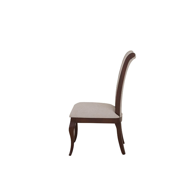 Silla de comedor Hera deurope.com.mx con respaldo y asiento acolchado en color gris oscuro, estructura de madera moderna.