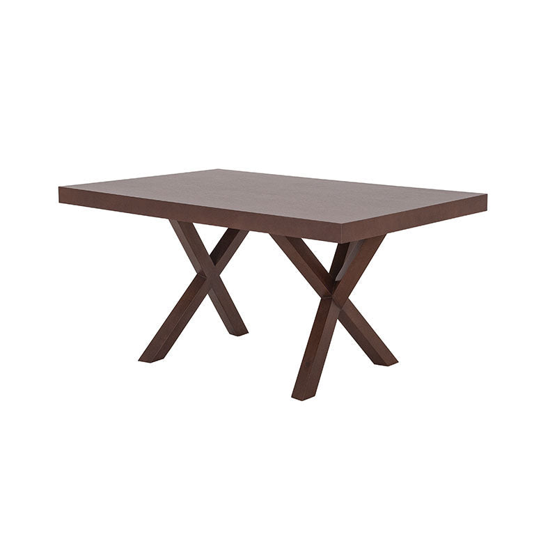 Mesa de comedor Ikaro de Deurope.com.mx con superficie de madera y patas de metal en un ambiente moderno.