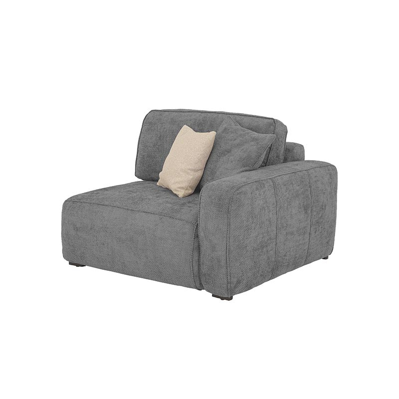 Sillón lateral derecho de la sala Megan, módulo de sala deurope.com.mx, con tapizado en color gris y diseño moderno.
