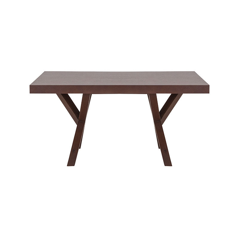 Mesa de comedor Ikaro de diseño moderno con superficie de madera y patas de metal, perfecta para brindar estilo a tu comedor.