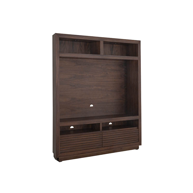Mueble para TV Central Toledo de Deurope.com.mx, estructura moderna en color madera clara con espacio para dispositivos electrónicos.