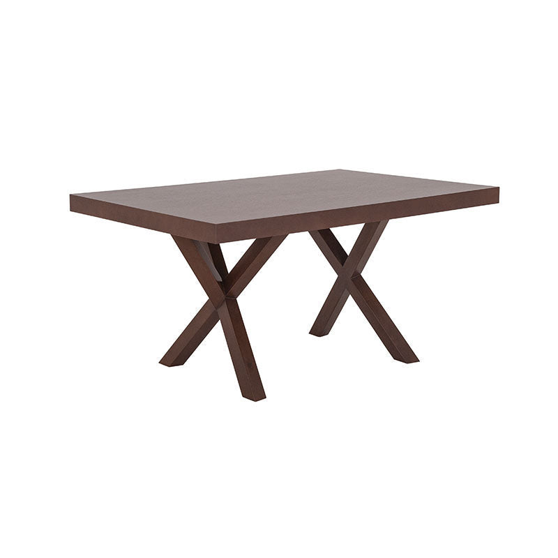 Mesa de comedor Ikaro de deurope.com.mx, superficie de madera con patas de metal en un ambiente moderno.