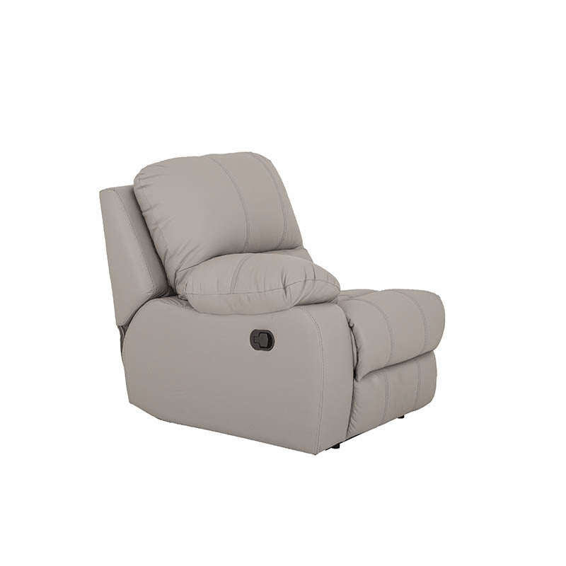 Módulo de sala Enzo III lateral izquierdo reclinable manual de color gris, con cojines y estructura moderna de deurope.com.mx