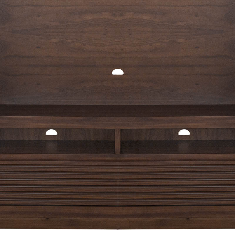 Mueble para TV Central Toledo de Deurope.com.mx en color madera, con espacio para electrodomésticos y accesorios.
