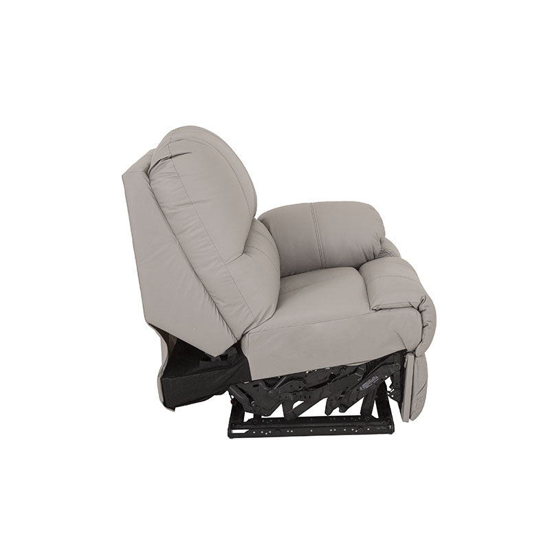 Módulo lateral derecho de sala Enzo III reclinable eléctrico de Deurope.com.mx, con tapizado en tela gris y función de reclinación.