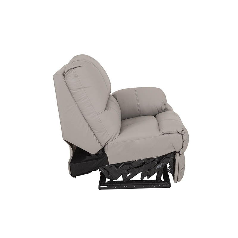 Módulo lateral derecho de sala Enzo III reclinable manual, tapizado en tela gris, con estructura robusta y cojines cómodos.