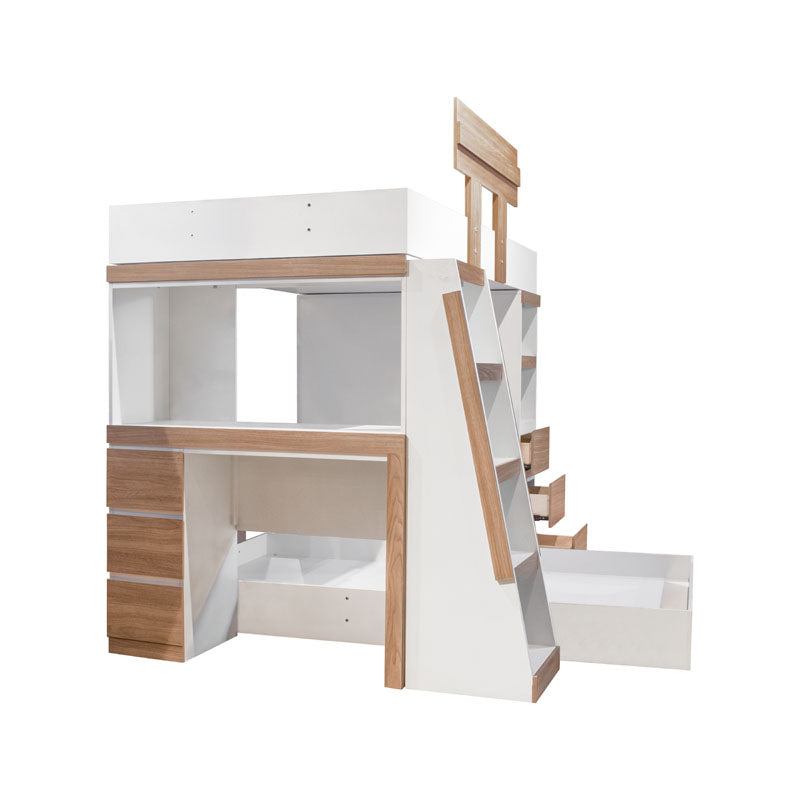 Litera Madox deurope.com.mx en color madera, estructura de madera sólida y compacta, ideal para dormitorios infantiles o juveniles.