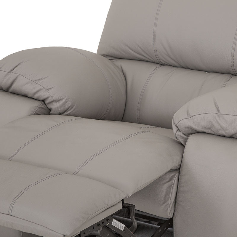 Módulo de sala Enzo III deoupeure.com.mx, sillón reclinable con cojines en tela gris y estructura moderna.
