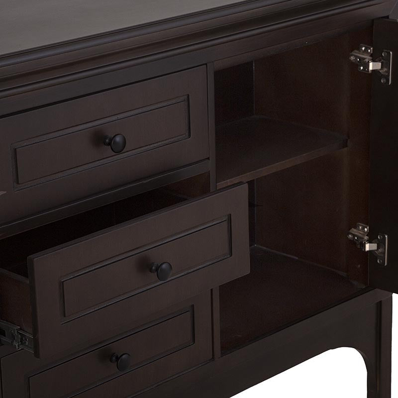 Buffet Argos de estilo moderno en acabado madera, con puertas y cajones para almacenamiento, diseñado por deurope.com.mx