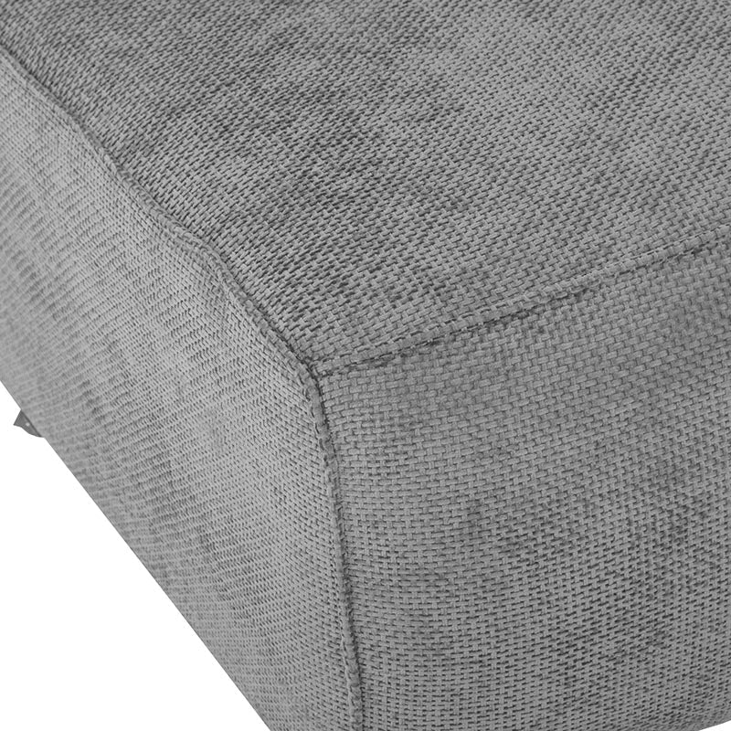 Sillón lateral derecho de la sala Megan, módulo de sala de deurope.com.mx, tapizado en tela gris con cojines incluidos.
