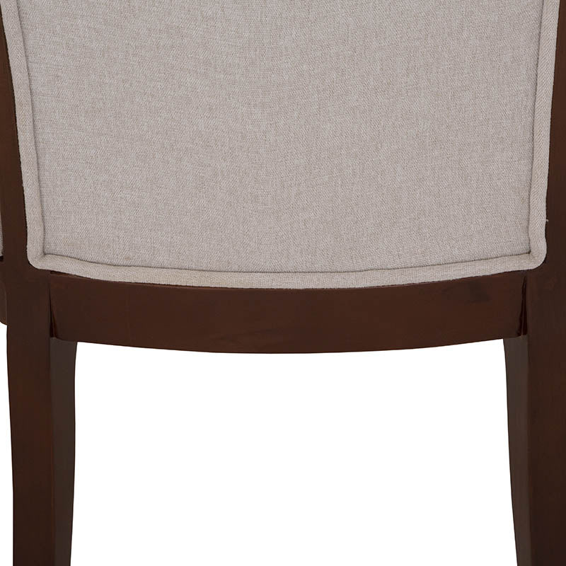 Silla de comedor Hera de deurope.com.mx con estructura de madera y asiento acolchado en color gris claro.