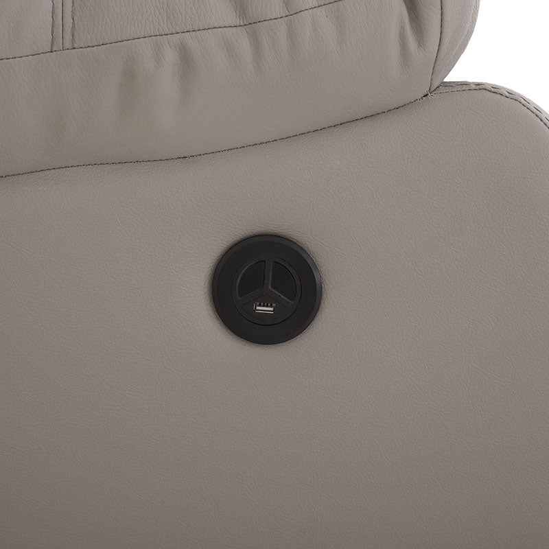Módulo lateral izquierdo de sala Enzo III reclinable eléctrico, asiento acolchado y tela moderna en color gris.