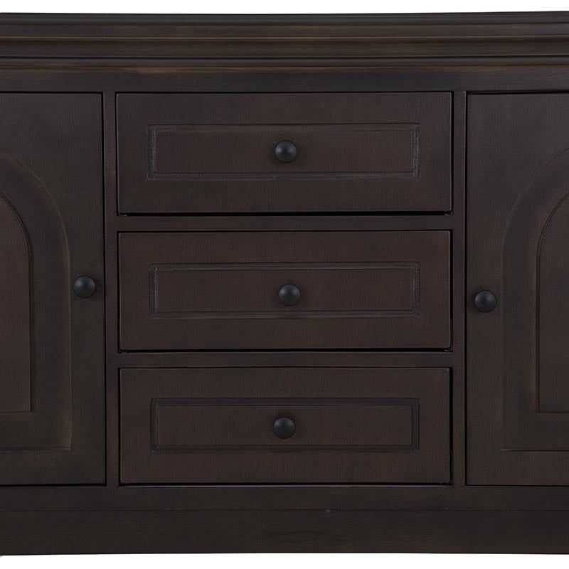 Buffet Argos deurope.com.mx con acabado en madera, puertas y cajones para almacenamiento en sala o comedor.