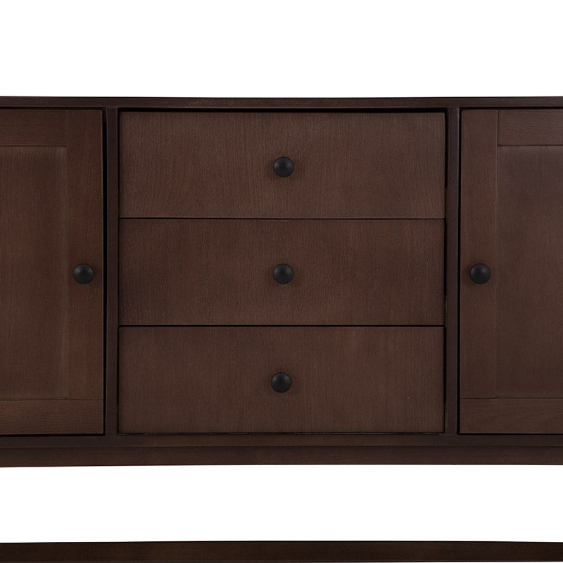 Buffet Ikaro de deurope.com.mx con acabado en madera y espacio de almacenamiento, mostrado en un entorno moderno y elegante