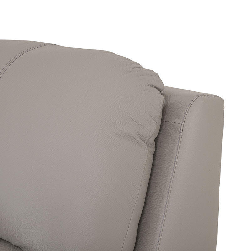 Módulo de sala Enzo III deurope.com.mx, sillón reclinable eléctrico en cuero beige con descansabrazos y base moderna