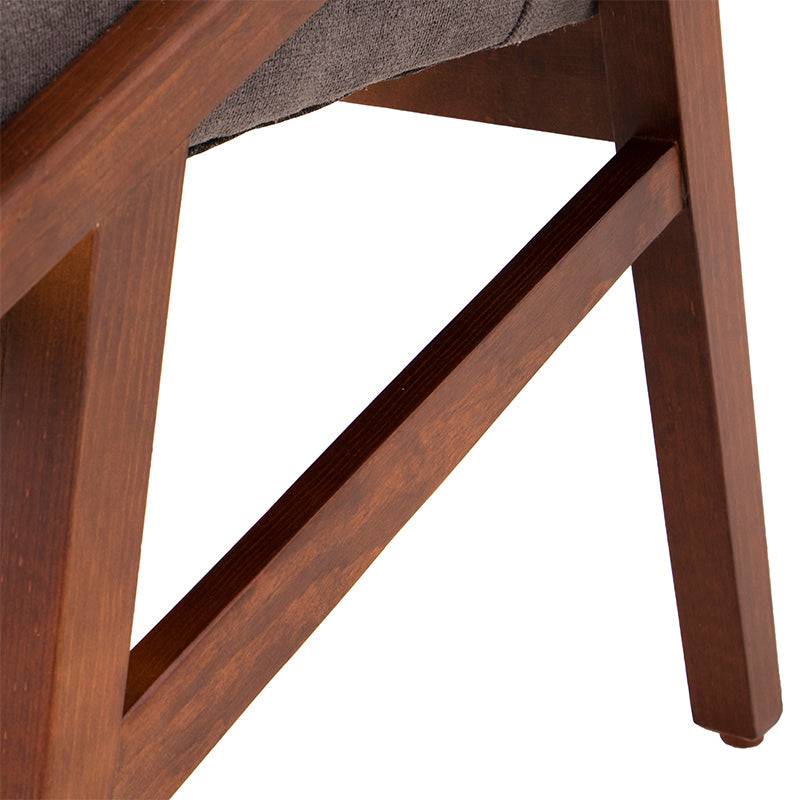 Sillas de comedor Quetzal deurope.com.mx con estructura de madera en acabado café y tapizado en tela, frente 59 cm, altura 90 cm.