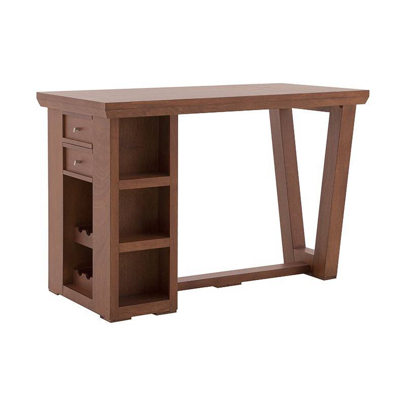 Mesa de antecomedor Inglaterra de madera industrializada en tono tabaco, con chapa de parota, frente, 140x98x76 cm.