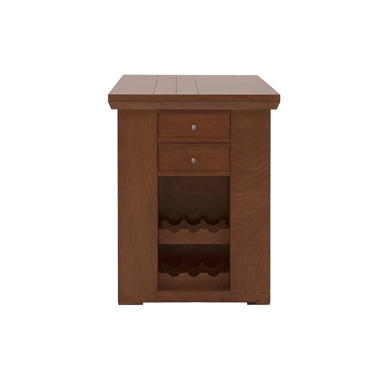 Mesa de antecomedor Inglaterra de madera industrializada en chapa de parota, con acabado en tono tabaco, frente a 140 cm.