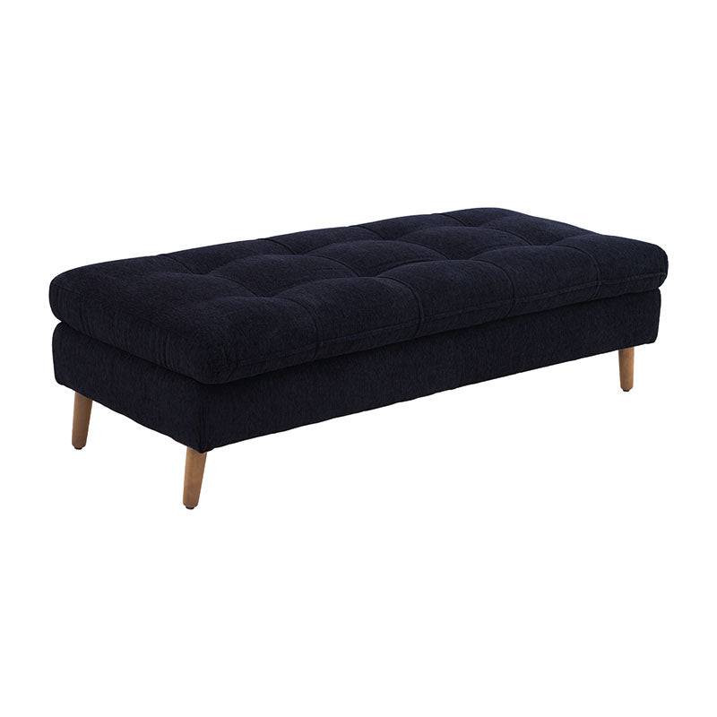 Juego de sala Eugenia de 3 piezas con bancas negras, tela afelpada y estructura de madera de pino, incluye taburete.