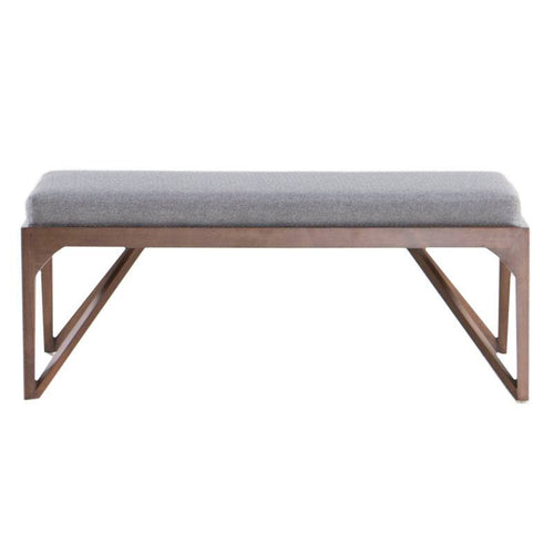 Juego de comedor Aragón de 5 piezas con bancas en tela gris y estructura de madera de poplar, deurope.com.mx