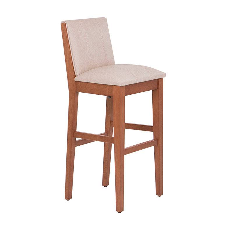 Juego de comedor Siena de 3 piezas con bancos de madera en color almendra beige y tapiz de leather touch, en una imagen.