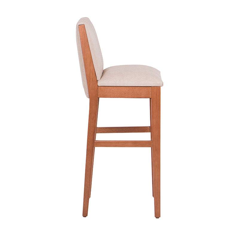 Juego de comedor Siena deurope.com.mx con bancos de madera en beige y tapiz de cuero, frente de 42 cm, altura 101 cm.