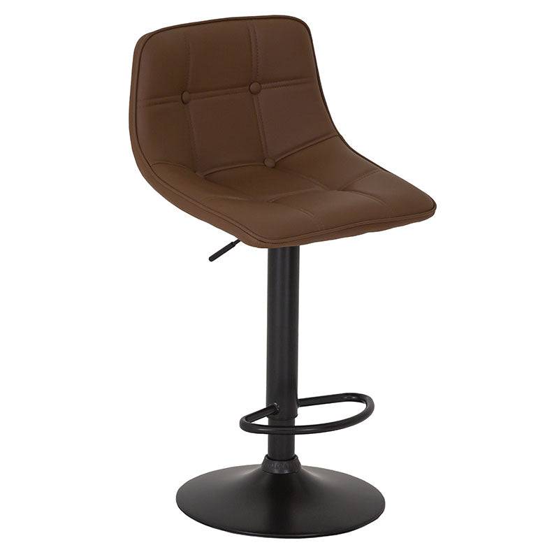 Banco para barra de estilo Ascua de deurope.com.mx con asiento de madera termoformada, tapizado en Leather Touch, base de cromo.
