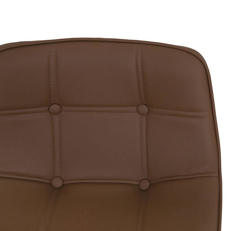Banco para barra de acero con asiento de madera termoformada y tapizado Leather Touch, en color café, de deurope.com.mx.