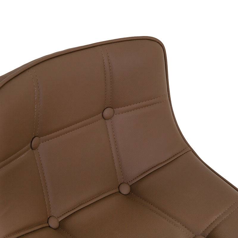 Banco para barra de madera termoformada y tapizado en Leather Touch, con base de cromo, en color café, deurope.com.mx