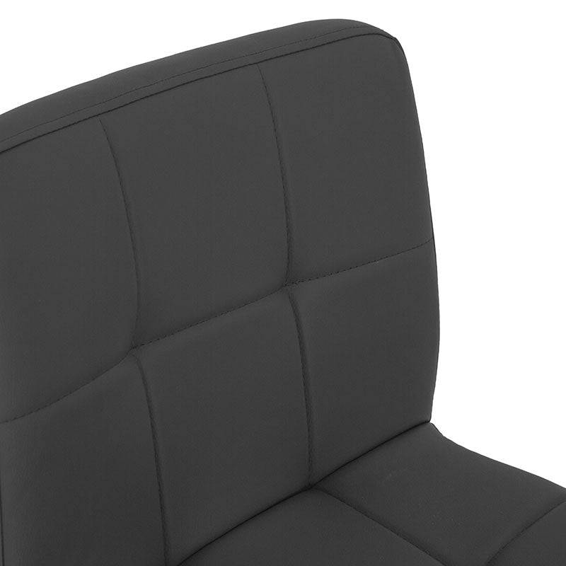 Banco para barra de la brand Deurope.com.mx, base de cromo, asiento de madera termoformada y tapizado Leather Touch en gris.