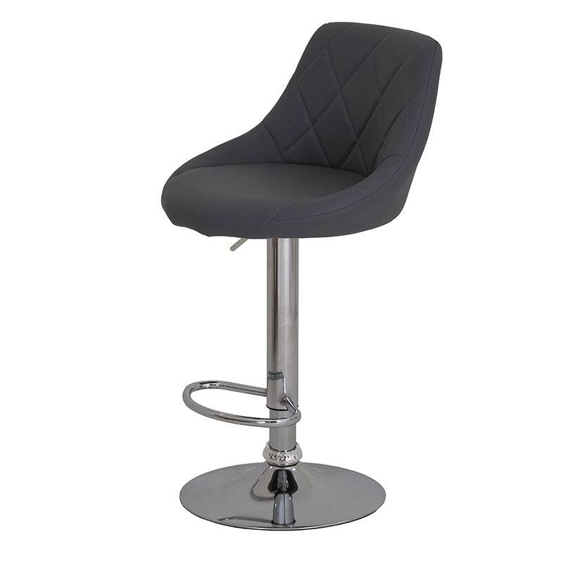 Banco para barra de acero cromado con asiento de madera termoformada y tapizado Leather Touch en negro, de deurope.com.mx