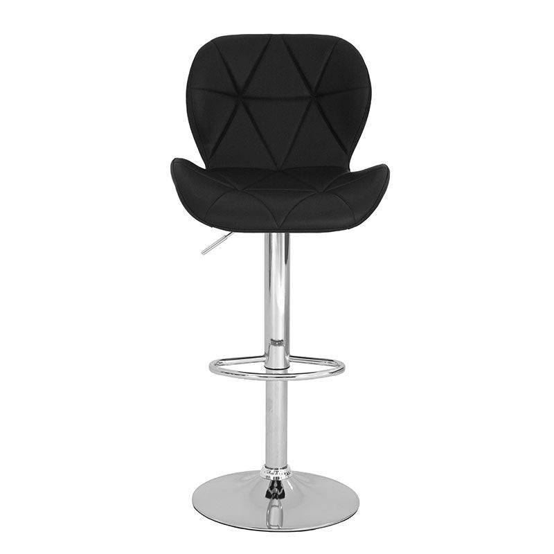 Banco Nexo de Deurope.com.mx, banco para barra con asiento de madera, tapizado en Leather Touch, base de cromo, color negro.