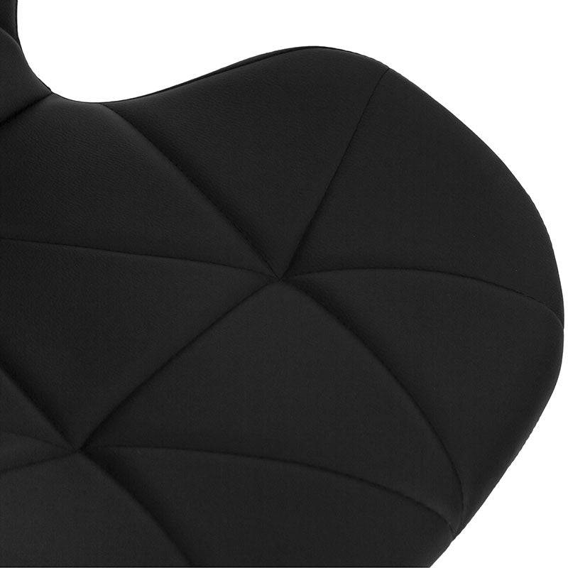 Banco Nexo para barra de deurope.com.mx, con base de cromo, asiento de madera termoformada y tapizado en Leather Touch, color negro.