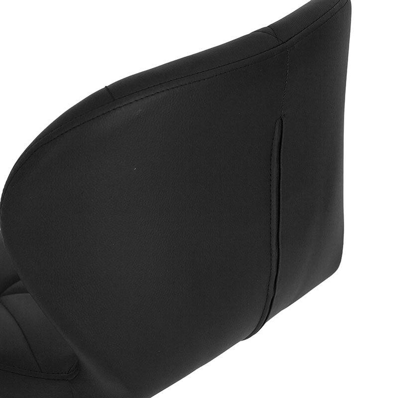Banco Nexo deurope.com.mx para barra, con base de cromo, asiento de madera termoformada y tapizado Leather Touch en negro.