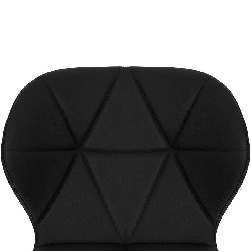 Banco Nexo deurope.com.mx, base de cromo, asiento de madera termoformada y tapizado Leather Touch en negro, 50 cm alto.