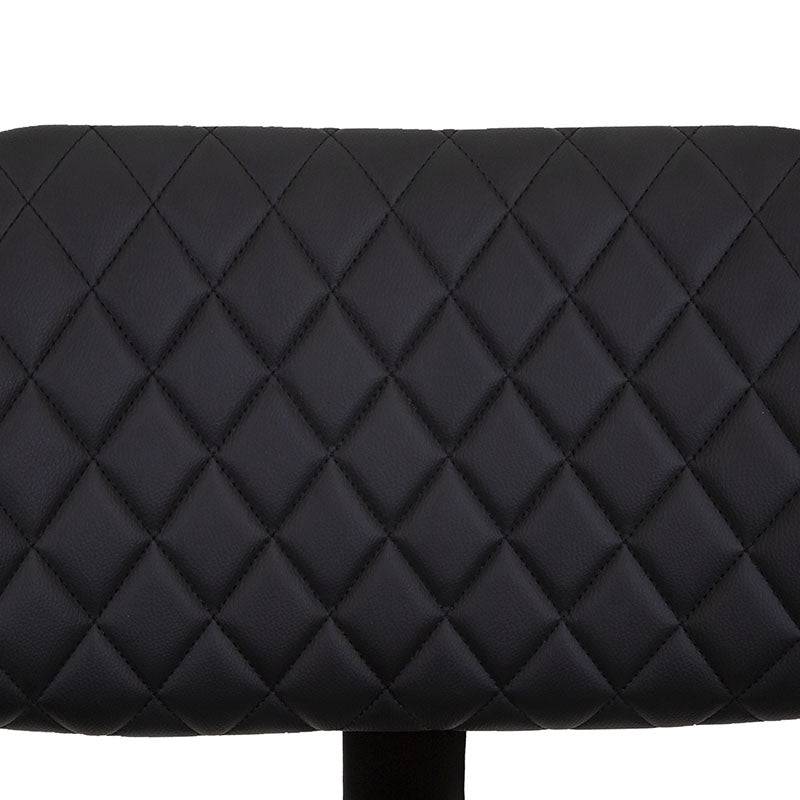 Banco de barra Tempo de Deurope con asiento de madera termoformada, tapizado en Leather Touch, base de cromo, color negro.