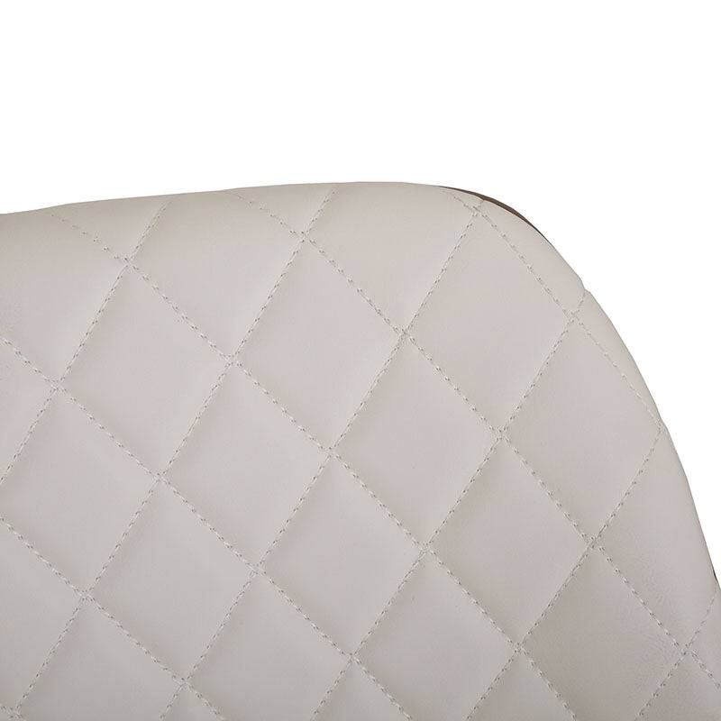 Banco para barra de cromo con asiento de madera termoformada y tapizado en Leather Touch, color negro, tamaño 50x50x117 cm.