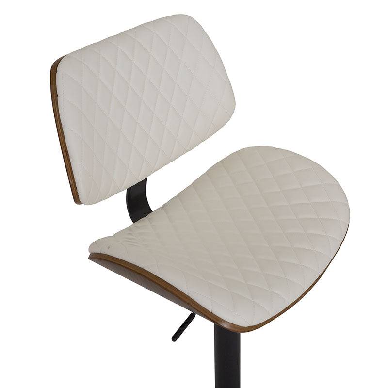 Banco para barra Tempo deurope.com.mx, asiento de madera termoformada, tapizado en Leather Touch, base de cromo negro, 50 cm de alto.