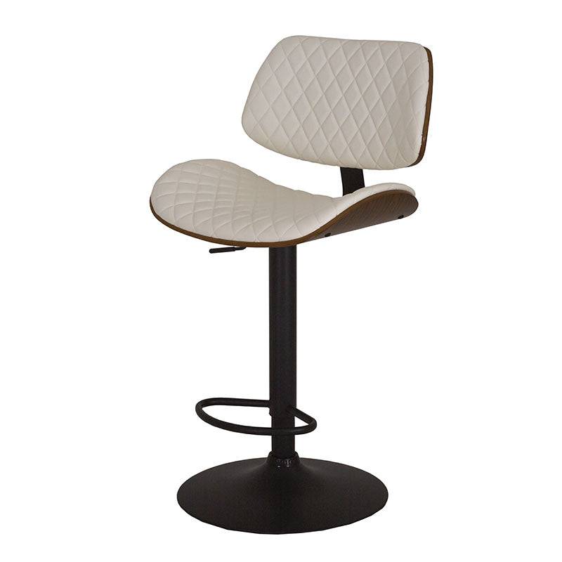 Banco para barra Banco Tempo deurope.com.mx con base de cromo, asiento de madera termoformada y tapizado Leather Touch, negro.