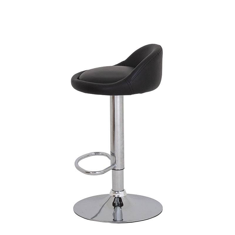 Banco Vortice de Deurope.com.mx, banco para barra con base de cromo, asiento de madera termoformada y tapizado en Leather Touch.